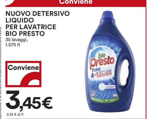 Nuovo Detersivo Liquido per Lavatrice Bio Presto