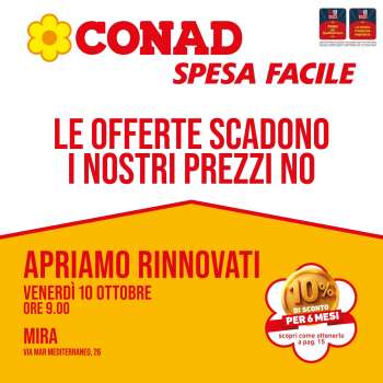 thumbnail - Volantino Spesa Facile Conad - Apriamo Rinnovati a Mira