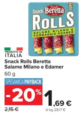 Snack Rolls Beretta Salame Milano e Edamer
