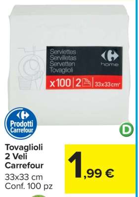 Tovaglioli 2 Veli Carrefour