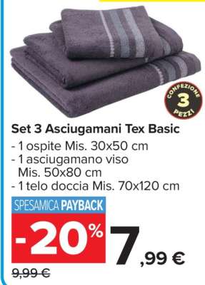 Set 3 Asciugamani Tex Basic