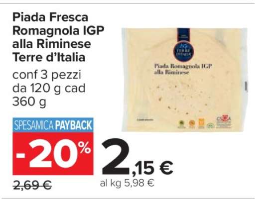 Piada Fresca Romagnola IGP alla Riminese Terre d’Italia