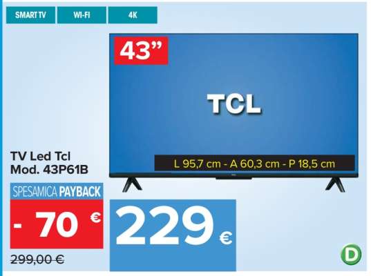 TV Led Tcl Mod. 43P61B