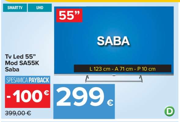 Tv Led 55” Mod SA55K Saba