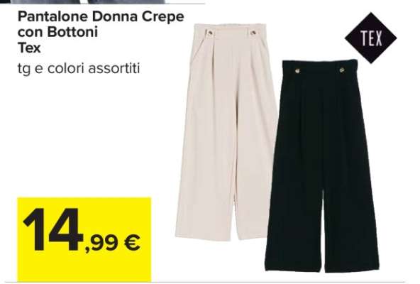 Pantalone Donna Crepe con Bottoni