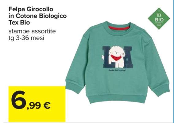 Felpa Girocollo in Cotone Biologico Tex Bio