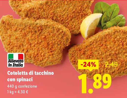 Cotoletta di tacchino con spinaci