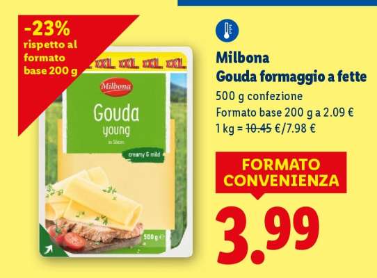 Milbona Gouda formaggio a fette