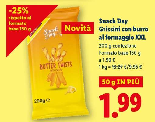 Snack Day Grissini con burro al formaggio XXL