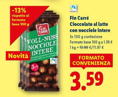 Fin Carré Cioccolato al latte con nocciole intere
