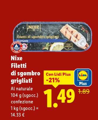 Nixe Filetti di sgombro grigliati