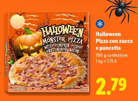 Halloween Pizza con zucca e pancetta