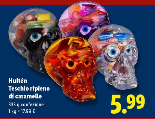 Hultén Teschio ripieno di caramelle