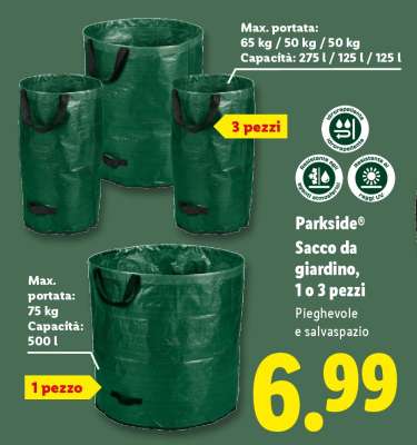 Parkside® Sacco da giardino, 1 o 3 pezzi