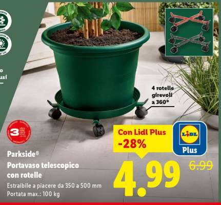 Parkside® Portavaso telescopico con rotelle
