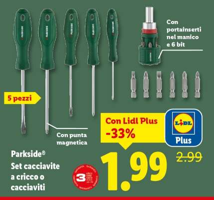 Parkside® Set cacciavite a cricco o cacciaviti
