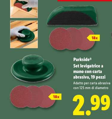 Parkside® Set levigatrice a mano con carta abrasiva, 19 pezzi