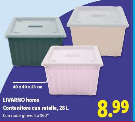 LIVARNO home Contenitore con rotelle, 28 L