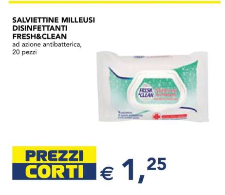 SALVIETTINE MILLEUSI DISINFETTANTI FRESH&CLEAN