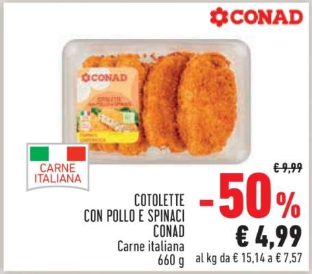 COTOLETTE CON POLLO E SPINACI CONAD