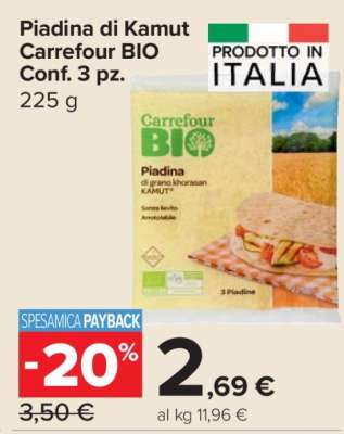 Piadina di Kamut Carrefour BIO Conf. 3 pz.