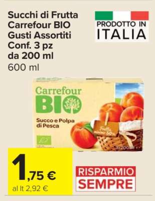 Succhi di Frutta Carrefour BIO Gusti Assortiti
