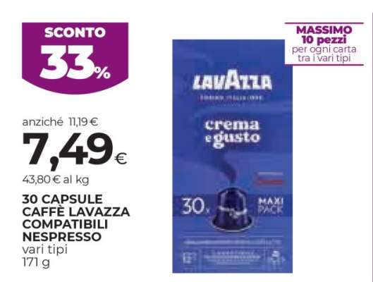 30 CAPSULE CAFFÈ LAVAZZA COMPATIBILI NESPRESSO