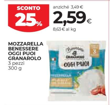 MOZZARELLA BENESSERE OGGI PUOI GRANAROLO