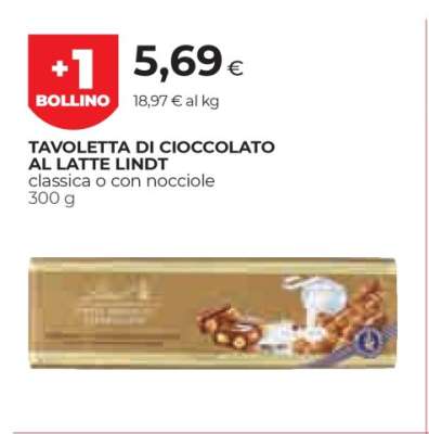 TAVOLETTA DI CIOCCOLATO AL LATTE LINDT