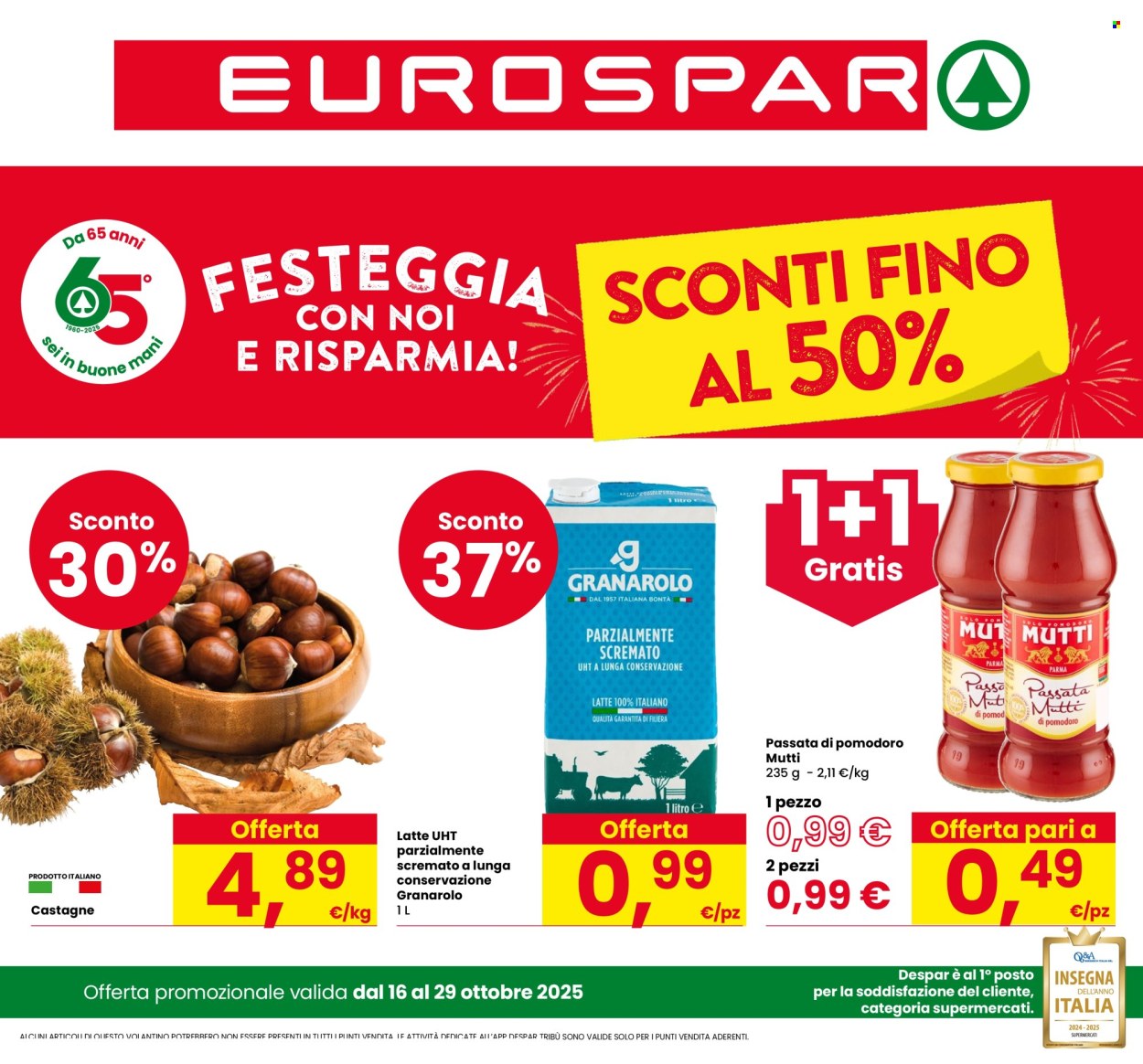 Volantino Eurospar - 16/10/2025 - 29/10/2025. Pagina 1