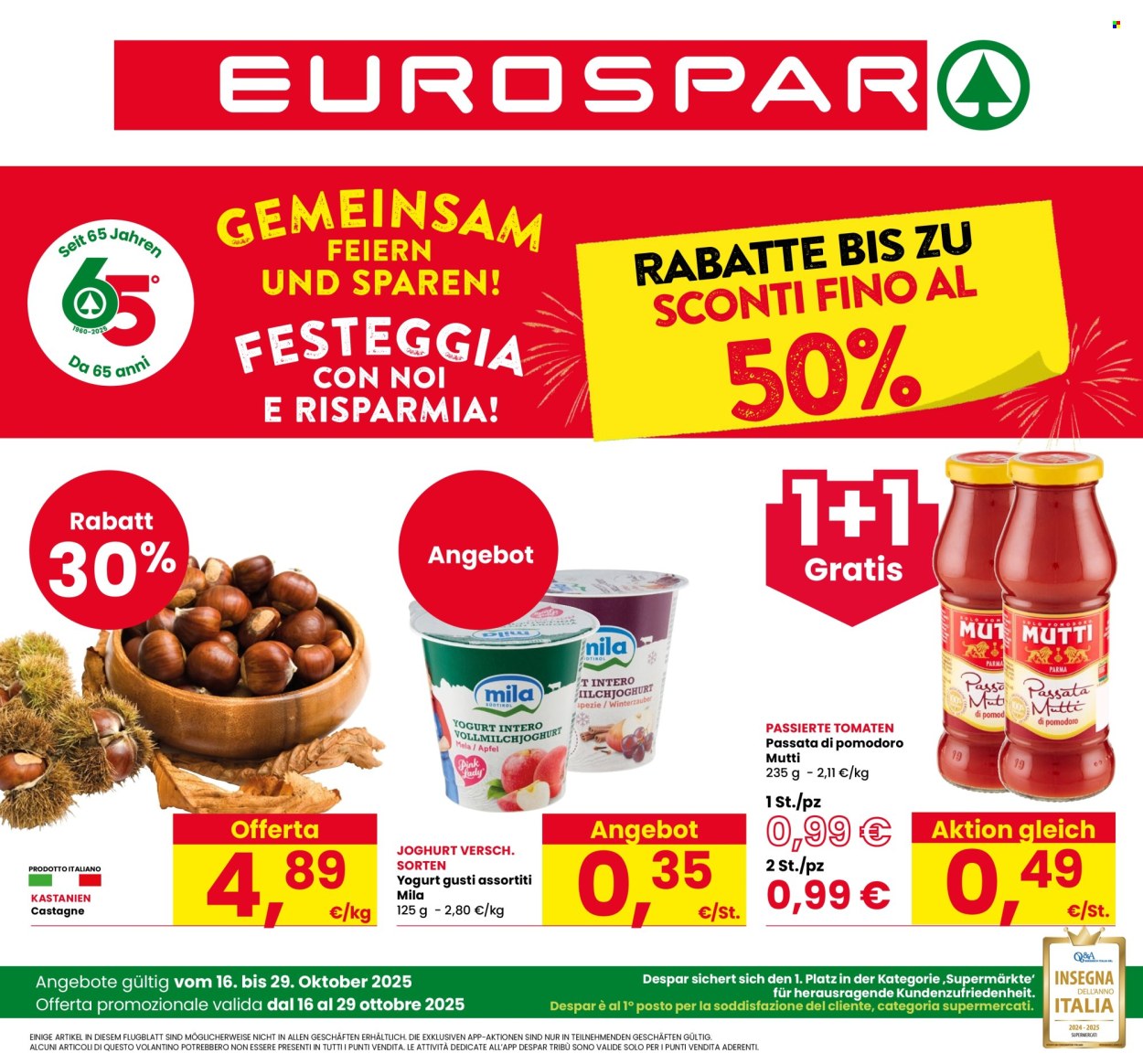 Volantino Eurospar - 16/10/2025 - 29/10/2025. Pagina 1