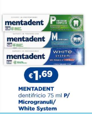 MENTADENT dentifricio 75 ml P/ Microgranuli/White System