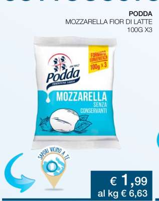PODDA MOZZARELLA FIOR DI LATTE 100G X3