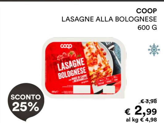 COOP LASAGNE ALLA BOLOGNESE