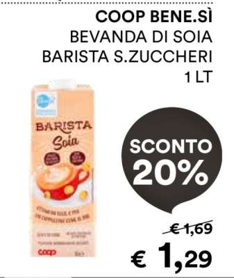 COOP BENE.SÌ BEVANDA DI SOIA BARISTA S.ZUCCHERI