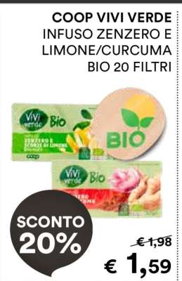 COOP VIVI VERDE INFUSO ZENZERO E LIMONE/CURCUMA BIO 20 FILTRI