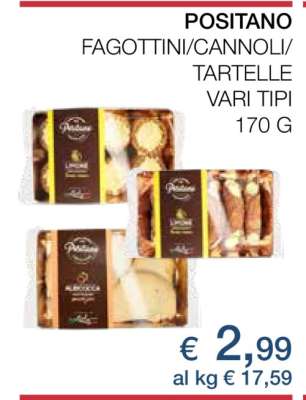 POSITANO FAGOTTINI/CANNOLI/TARTELLE VARI TIPI