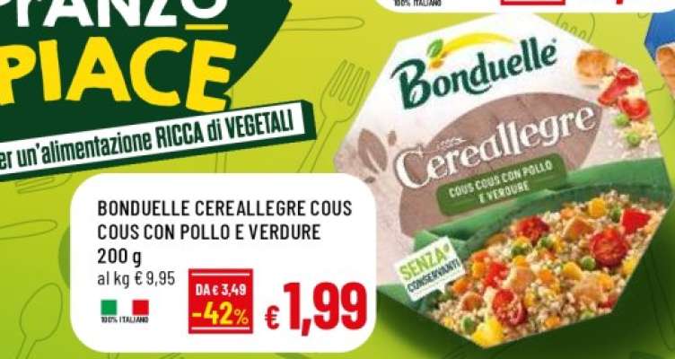 BONDUELLE CEREALLEGRE COUS COUS CON POLLO E VERDURE