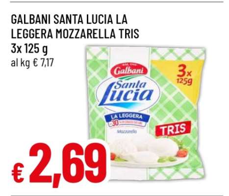 GALBANI SANTA LUCIA LA LEGGERA MOZZARELLA TRIS