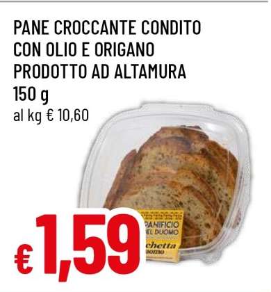 PANE CROCCANTE CONDITO CON OLIO E ORIGANO PRODOTTO AD ALTAMURA