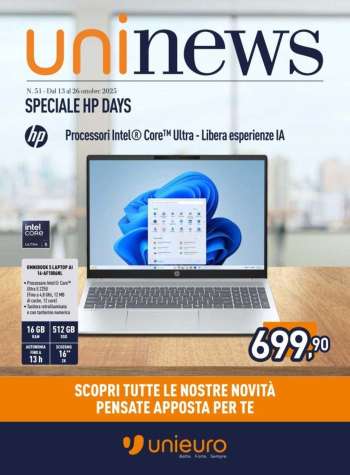 Volantino Unieuro - 13/10/2025 - 26/10/2025.