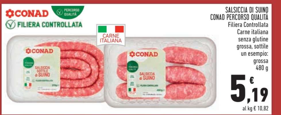 Salsiccia di Suino Conad Percorso Qualità