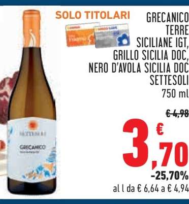 Grecanico Terre Siciliane IGT, Grillo Sicilia DOC, Nero d'Avola Sicilia DOC Settesoli