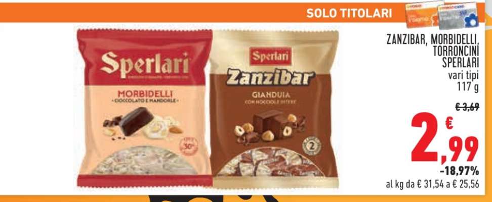 Zanzibar, Morbidelli, Torroncini Sperlari