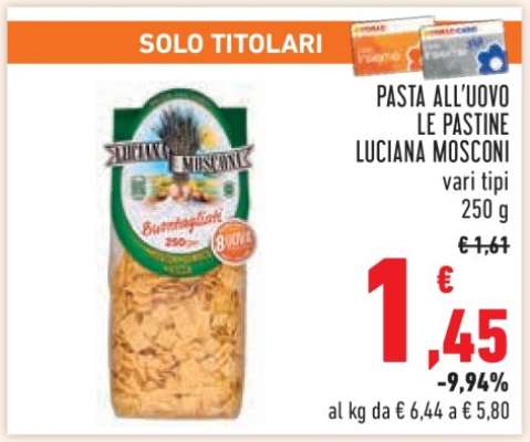 PASTA ALL'UOVO LE PASTINE LUCIANA MOSCONI