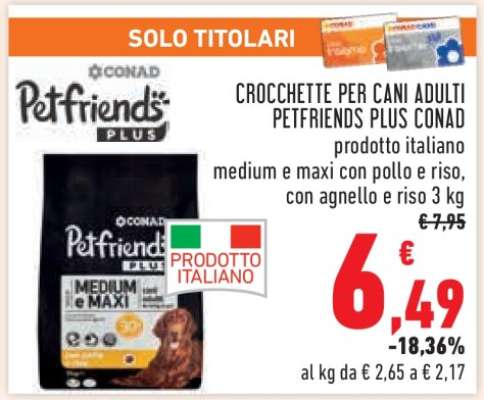 Crocchette per cani adulti Petfriends Plus Conad