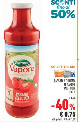 Passata Vellutata al Vapore Valfrutta