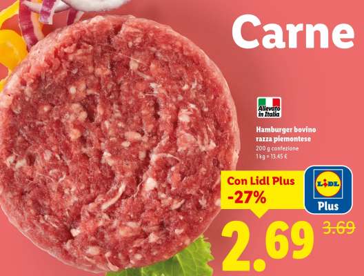 Hamburger bovino razza piemontese