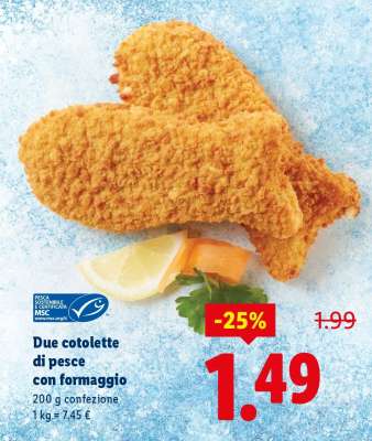 Due cotolette di pesce con formaggio