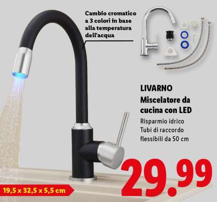 LIVARNO Miscelatore da cucina con LED